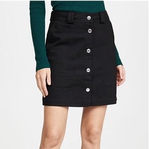 Maison Kitsuné Women's Black Corduroy Ribbed Button Front Skirt Size XS